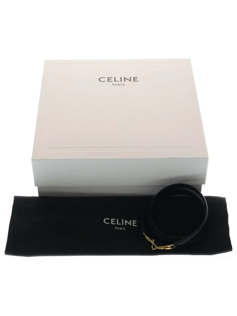 Celine Mini 16 Sesame Sequin 2-Way Shoulder Bag Black Calfskin Gold